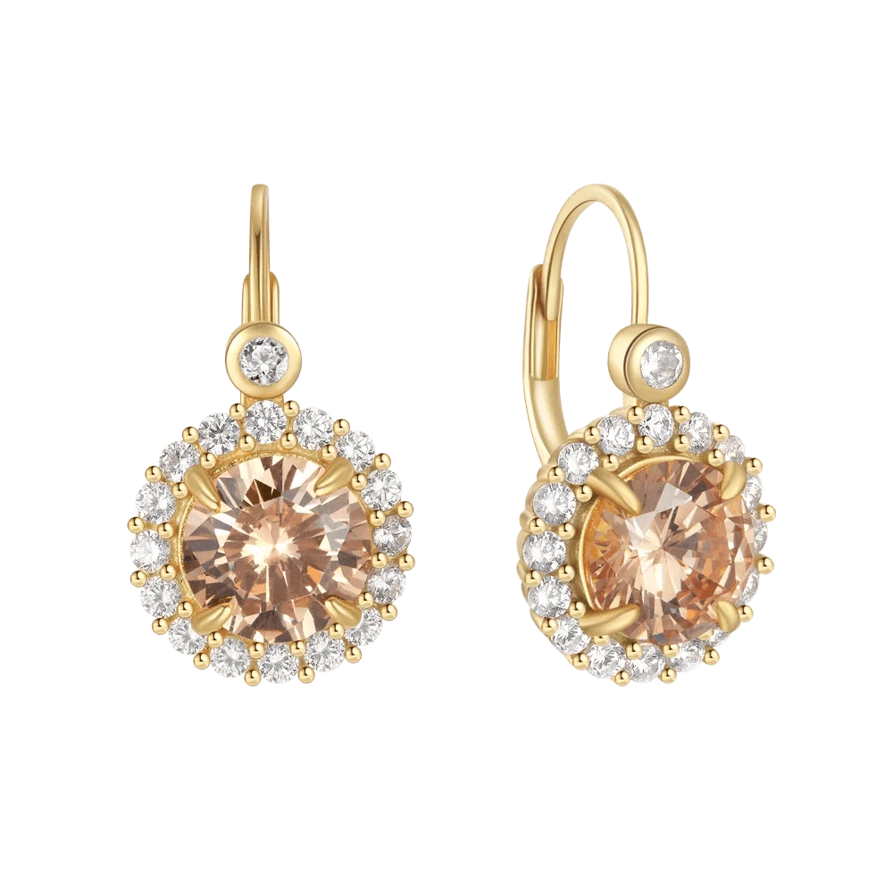 Gold Roxi New Design Hoop Earrings Trendy 5A Zircon Fine Jewelry For Women 925 Silver Luxury Champagne Gemstone Pendant Hook Earring