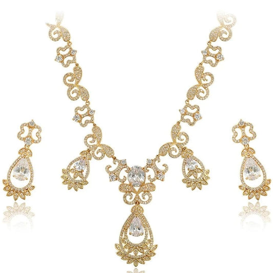 Gold set-134 xuping synthetic zircon copper alloy bridal luxury dubai 24k gold plated jewelry set