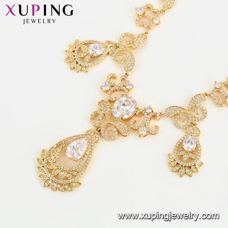 Gold set-134 xuping synthetic zircon copper alloy bridal luxury dubai 24k gold plated jewelry set