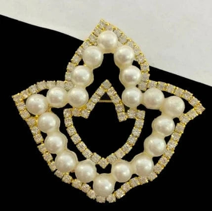 Gold Silver Exquisite Greek IVY Leaf sisters Social Symbol Rhinestone Pearl Metal Jewelry brooch