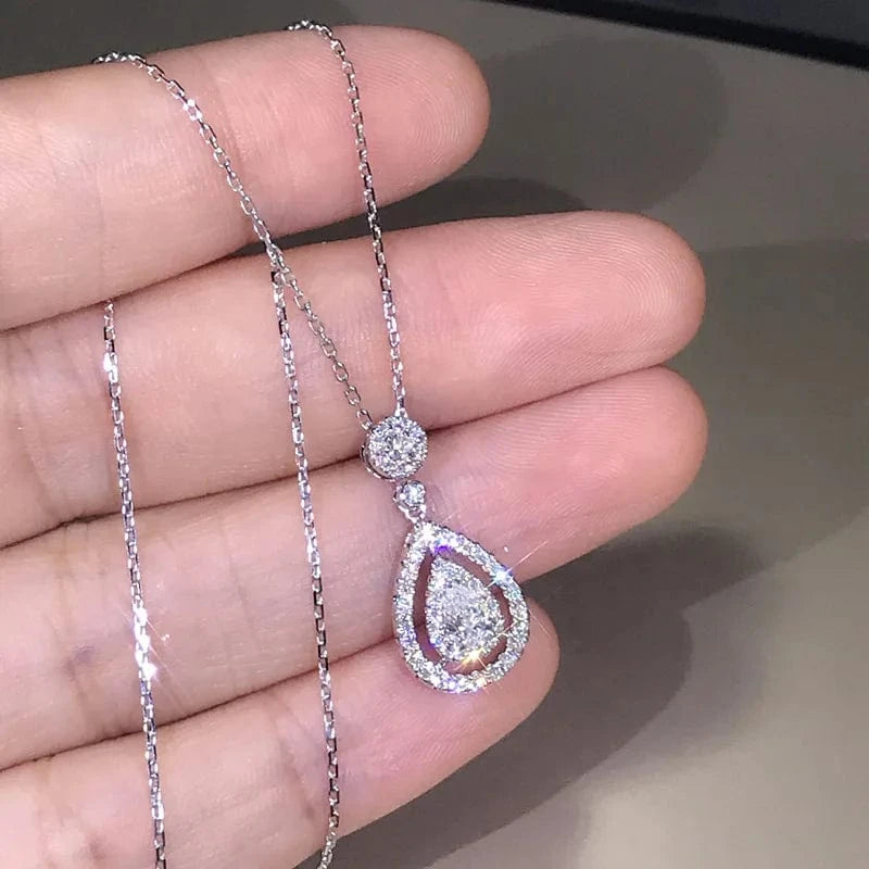 GOLD&SILVER Island Silver Color Necklace Diamond Pendant for Women Wedding Bizuteria Topaz Gemstone Jewelry Pendant Necklaces