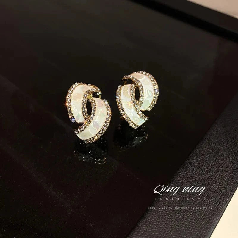 Gold Trendy fashion crystal earrings geometric statement