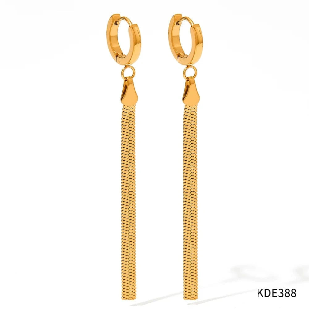 Gold Unusual Earrings Trendy Jewelry Stainless Steel Snake Chain Long Tassel Drop Earrings