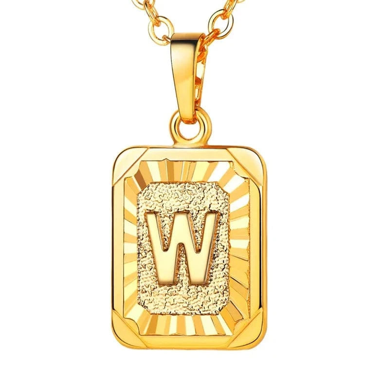 gold / V Wholesale English Letters Charm 18k Gold Plated Stainless Steel Chain Initial Letter Alphabet Pendant Necklace Women Jewelry