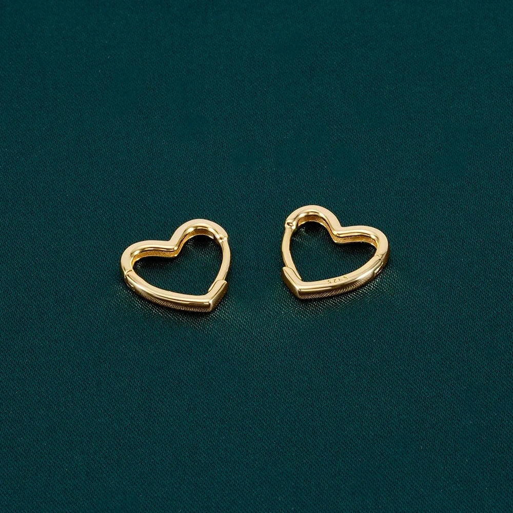 Gold Valentine's Day Present 925 Sterling Silver 18k Gold Plated Korean Jewelry Love Statement Heart Hoop Earrings For Women