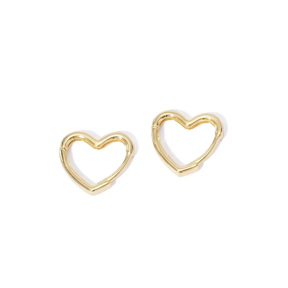 Gold Valentine's Day Present 925 Sterling Silver 18k Gold Plated Korean Jewelry Love Statement Heart Hoop Earrings For Women