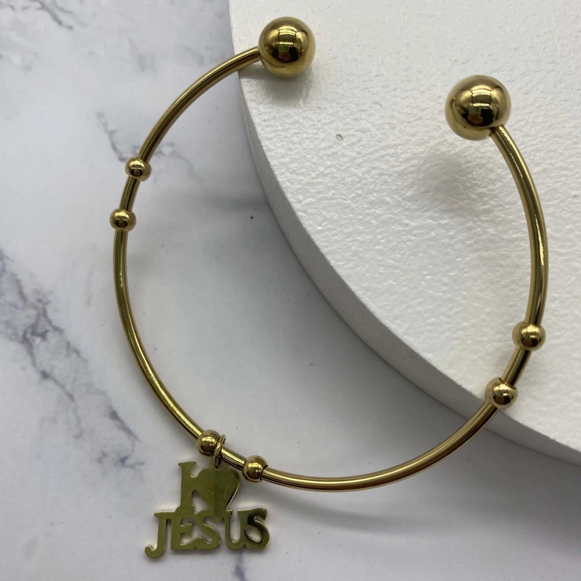 Gold Vintage Unisex Punk Jewelry I Love JESUS Cuff Bangle Bracelet Stainless Steel Letter I LOVE JESUS Charm Bangle Wristband