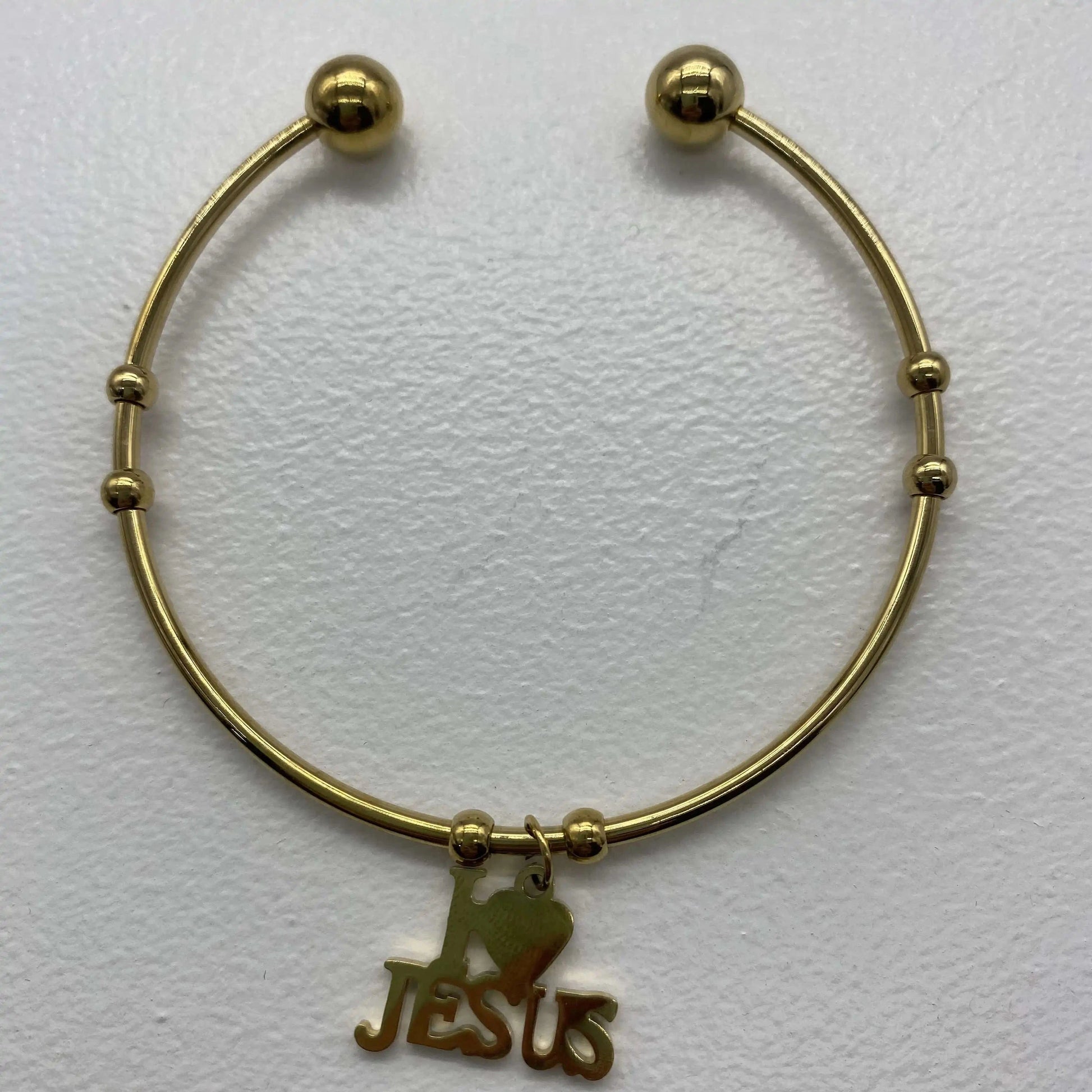 Gold Vintage Unisex Punk Jewelry I Love JESUS Cuff Bangle Bracelet Stainless Steel Letter I LOVE JESUS Charm Bangle Wristband