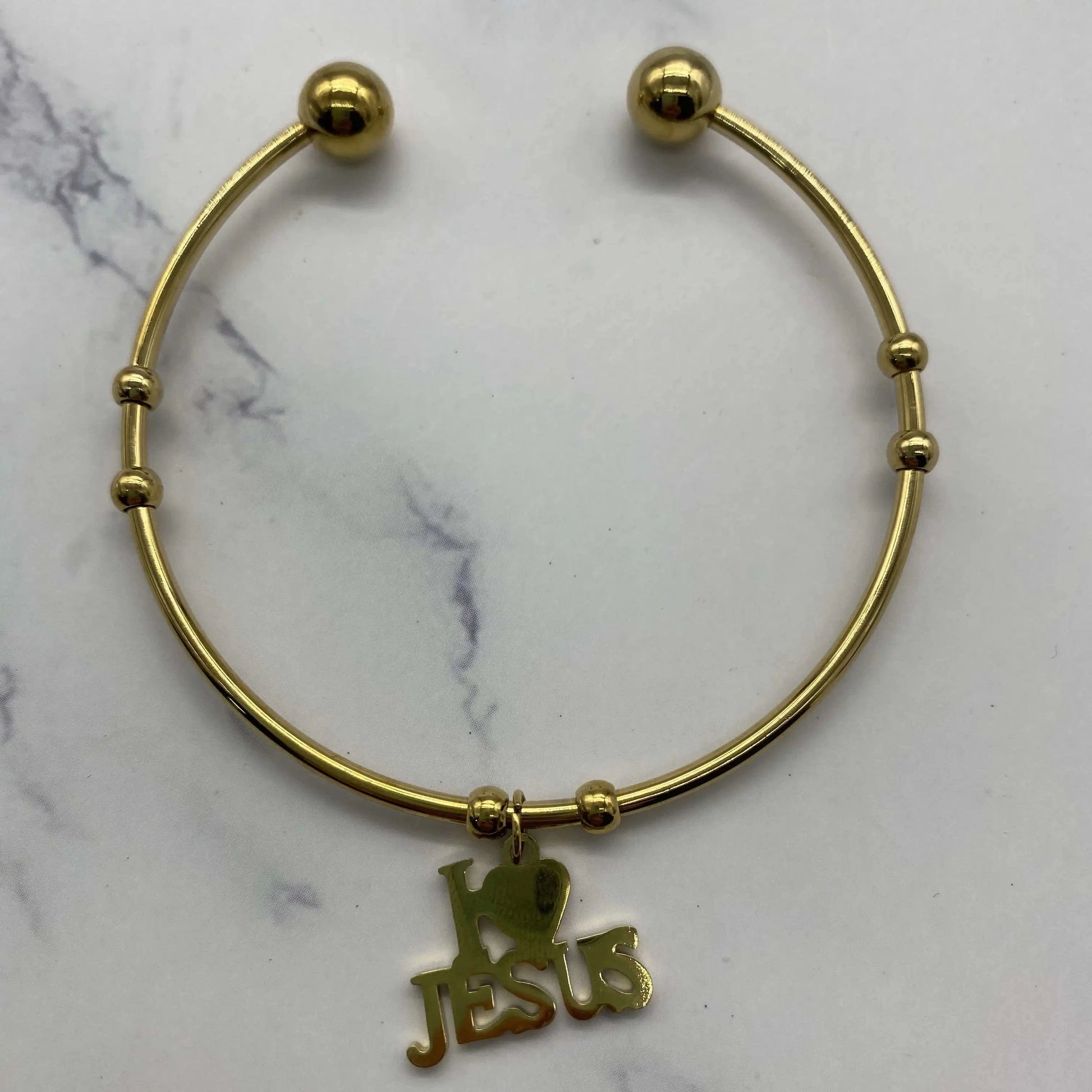 Gold Vintage Unisex Punk Jewelry I Love JESUS Cuff Bangle Bracelet Stainless Steel Letter I LOVE JESUS Charm Bangle Wristband