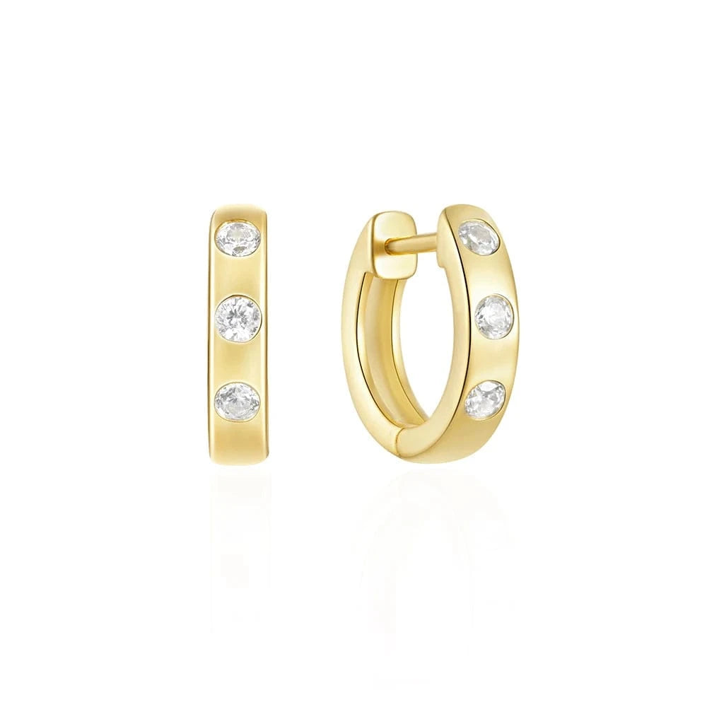 Gold Wholesale Jewelry 925 Sterling Silver Diamond Huggie Hoop Earrings For Women