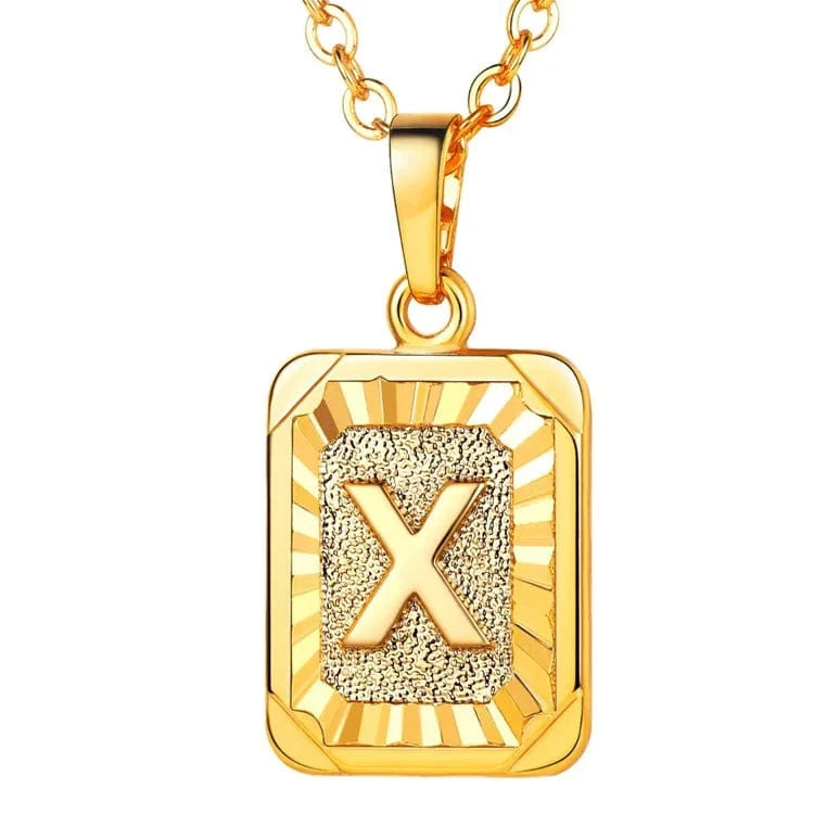 gold / X Wholesale English Letters Charm 18k Gold Plated Stainless Steel Chain Initial Letter Alphabet Pendant Necklace Women Jewelry