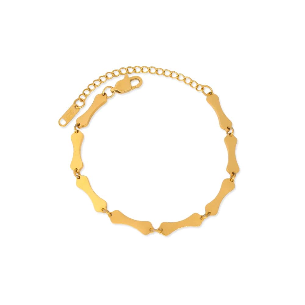 gold / YS681 Gold Color Bracelet FANJIN Classic New Gold Plated Stainless Steel Bone Shape Chain Necklace for Women's Simple Style Hip Hop Jewelry