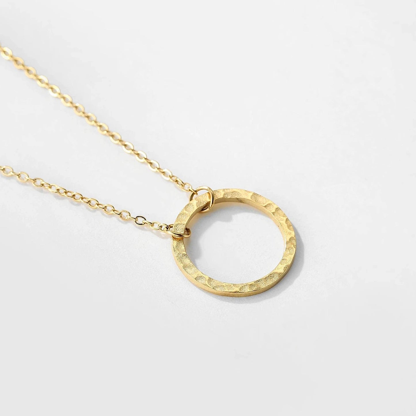 Gold / YXYX14981 -15MM Dropshipping  Women Stainless Steel Open Circle Charm Necklace Dainty Tiny Circle Pendant Necklace Gold Silver