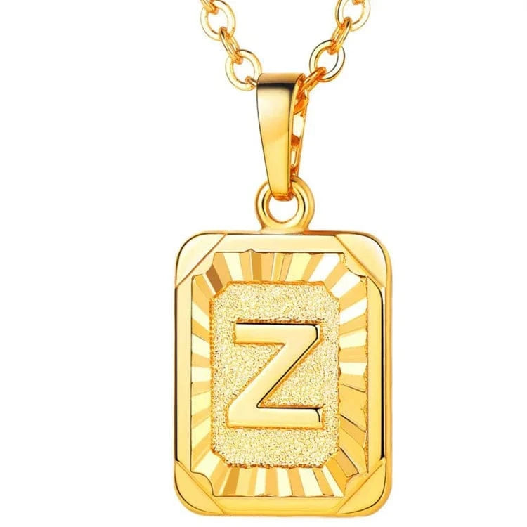 gold / Z Wholesale English Letters Charm 18k Gold Plated Stainless Steel Chain Initial Letter Alphabet Pendant Necklace Women Jewelry