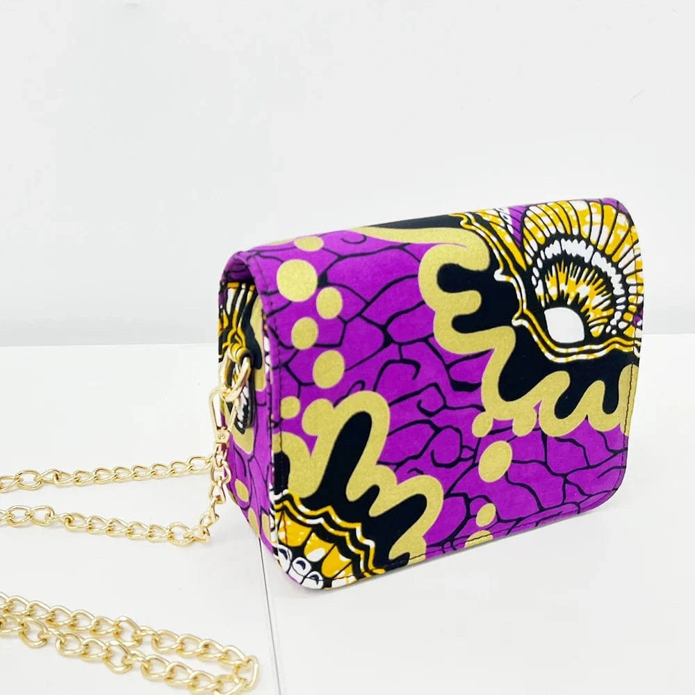 Golden Luxury Design Ankara Wax Print Fabric Women Purse Set Wholesale Ankara African Style Print Bags African Handbag