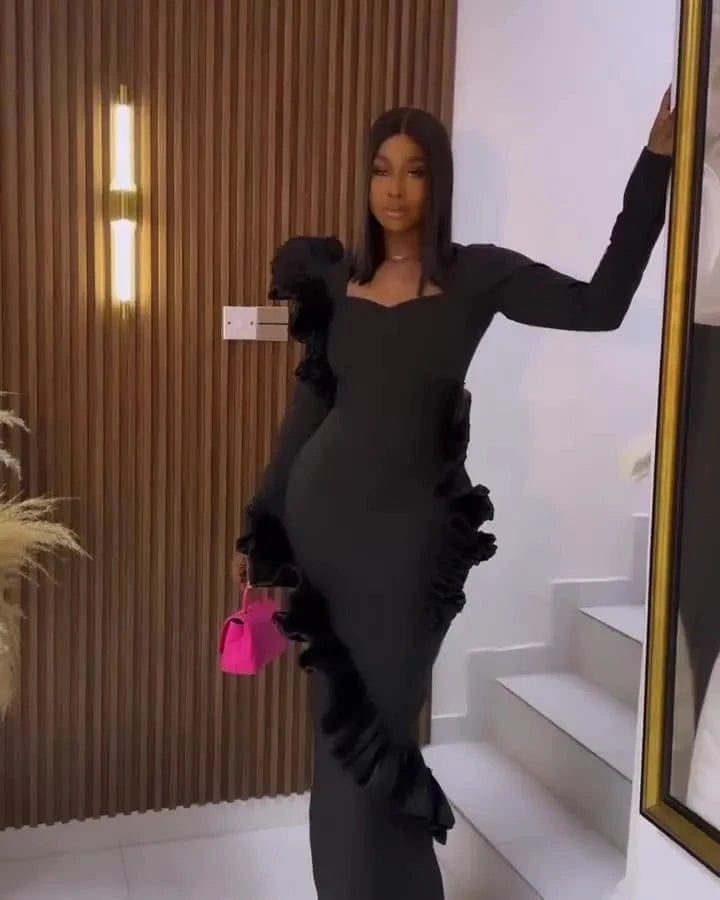 Good Quality Brand Sexy Elegant Casual Celebrity Outfits Women Black Dresses Elegant Women Evening