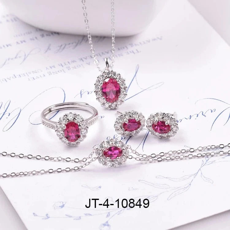 good quality fashion accessories 925 silver jewelry sets delicate lab grown ruby jewelry set supplier gem stone ring