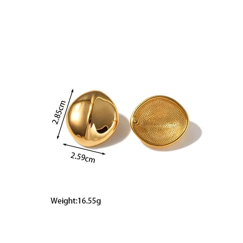 good quality retro women18K solid golden plated stainless steel non tarnish unique blank shinny irregular jewelry earring gold