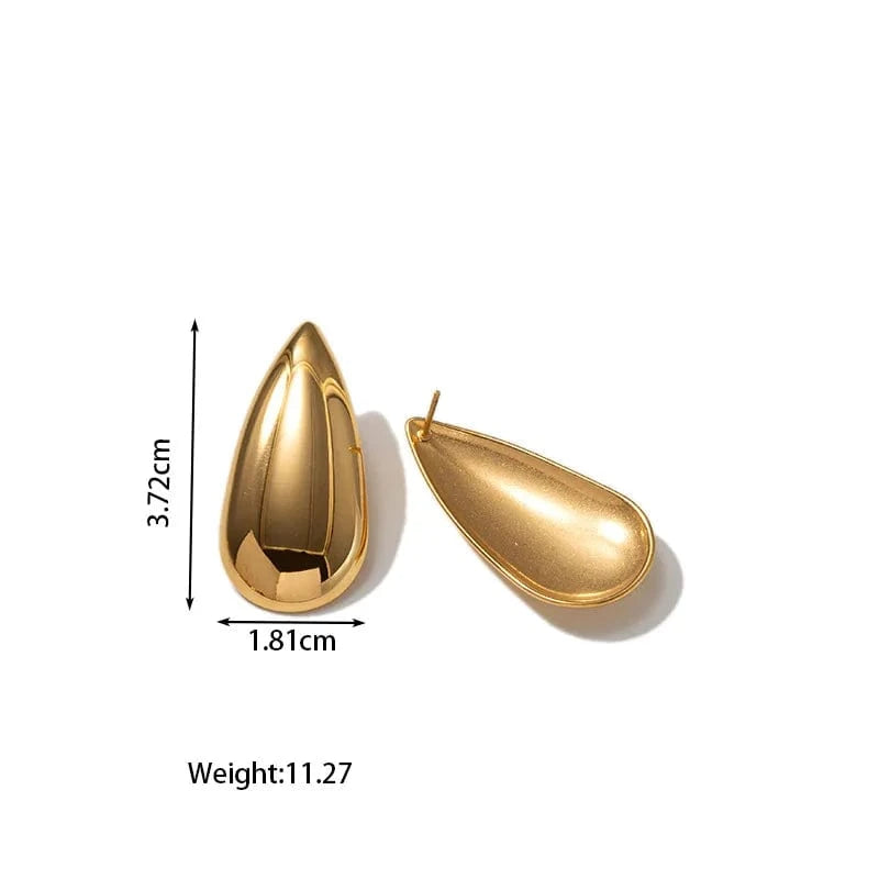 good quality retro women18K solid golden plated stainless steel non tarnish unique blank shinny irregular jewelry earring gold