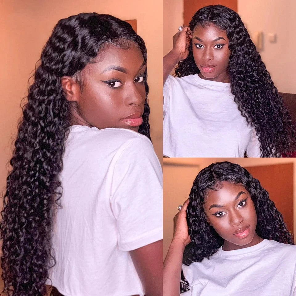Good quality toupee vendor human hair toupee 1B# human hair lace wig for black women,deep wave hd full lace human hair wigs