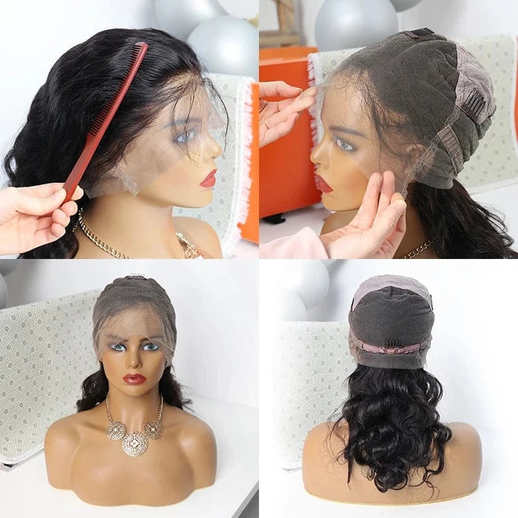 Good quality toupee vendor human hair toupee 1B# human hair lace wig for black women,deep wave hd full lace human hair wigs