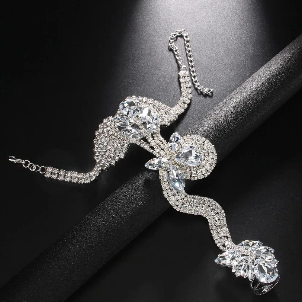 Gothic Exaggerated Snake Bracelet Luxury Rhinestone Bracelet for Women Wholesale Fashion Party Jewelry