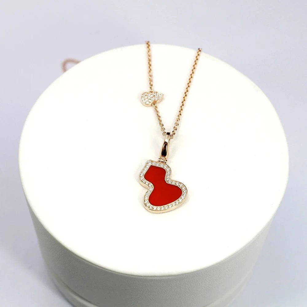 Gourd / 16.5inches / Red agate Wholesale 925 Silver Jewelry Women's Gold Plated Necklace Lovely Mini Accessories Non Allergic Jewelry Wholesale