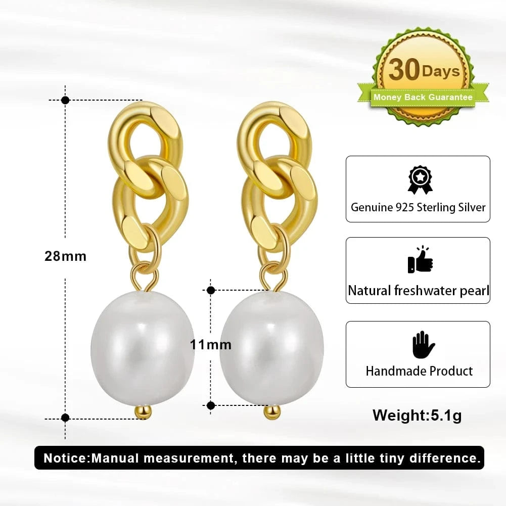 GPE53-14K GPE53 RINNTIN Fine Jewelry 925 Sterling Silver 14K Gold Plated Stud Pearl Drop Earrings for Women