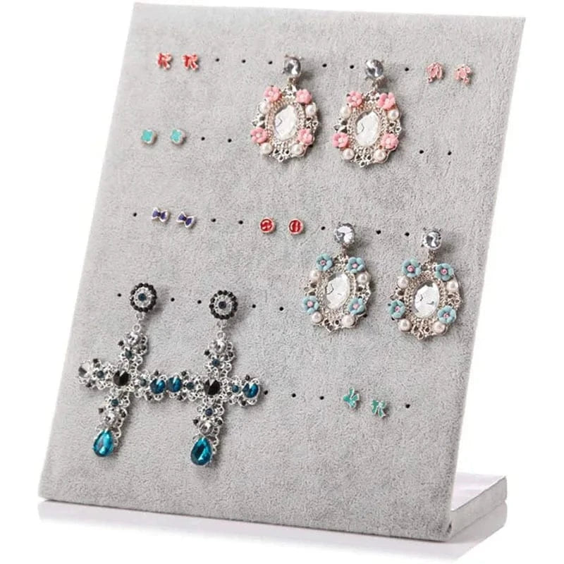 gray-earring 2024 New Fashionable Display Stand For Jewelry Women Earrings Display Rack L-Shaped Solid Velvet Storage Shelves Racks