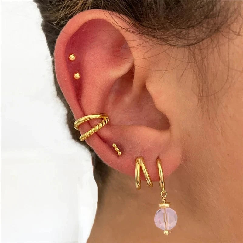 GRECIA 2022 Summer Earrings Stone Pendant Stacked Earrings S925 Sterling Silver Ball Glass Cute Women's Silver 925 Jewelry