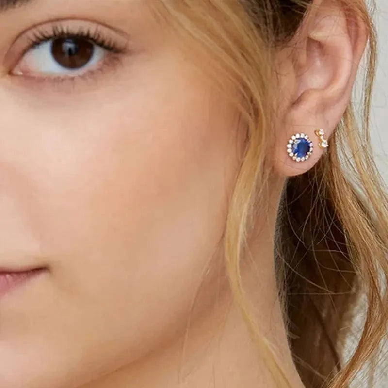 GRECIA Wholesale Luxury Bling Sparkling 5A CZ Stone 925 Sterling Silver Zircon Big Pearl Stud Earring