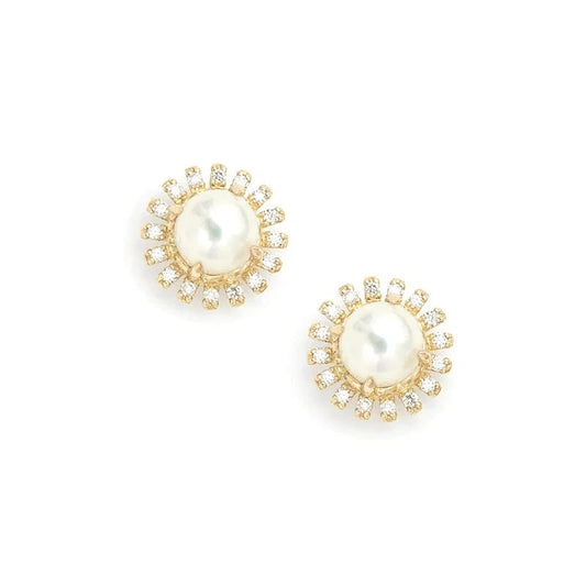 GRECIA Wholesale Luxury Bling Sparkling 5A CZ Stone 925 Sterling Silver Zircon Big Pearl Stud Earring