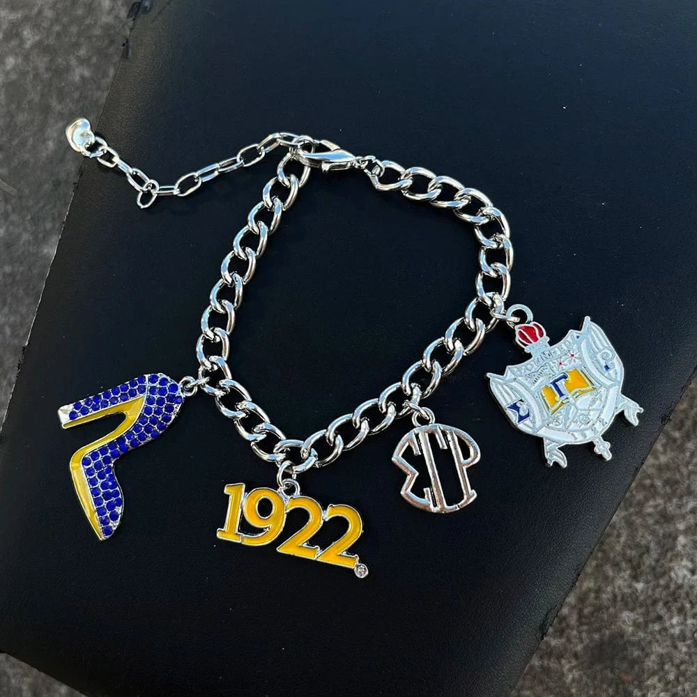 Greek Female Sigma Gamma Rho Popular University 1922 Sorority Society High Heel Shoes Pendant Bracelets Ornaments