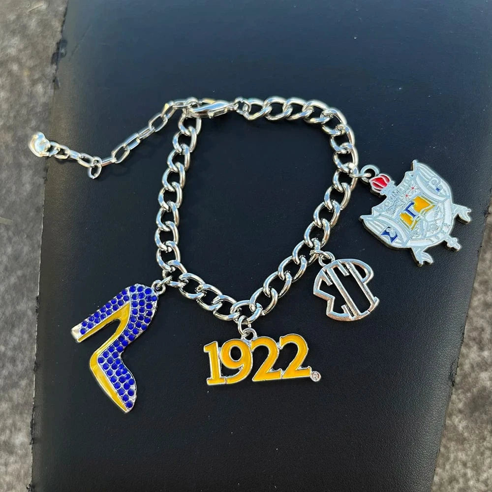 Greek Female Sigma Gamma Rho Popular University 1922 Sorority Society High Heel Shoes Pendant Bracelets Ornaments