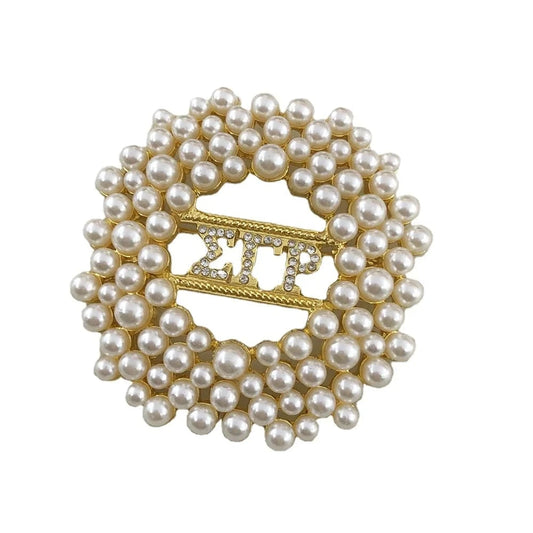 Greek Letter Sorority Sigma Gamma Rho  Pearl Brooch Jewelry Finer Women Jewellery