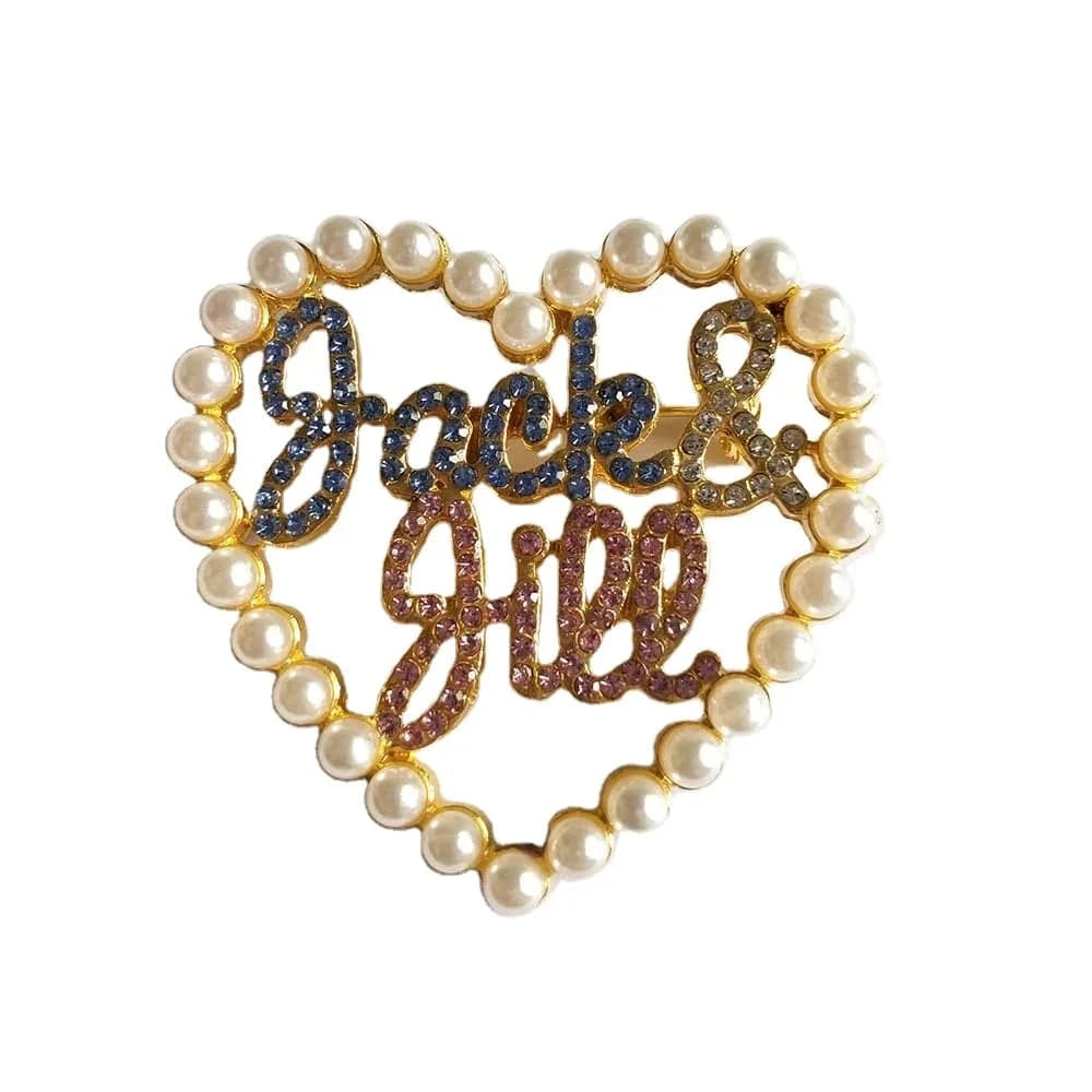 Greek Sorority letters Jack and Jill brooch Pin Silver Plated Women Accessories gift