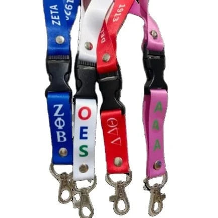 Greek Sorority Logo ZPB Delta OES Pink Green Print Lanyards Key Chain Sisterhood ID Card Satin Ribbon Lanyard Rolls Accessories