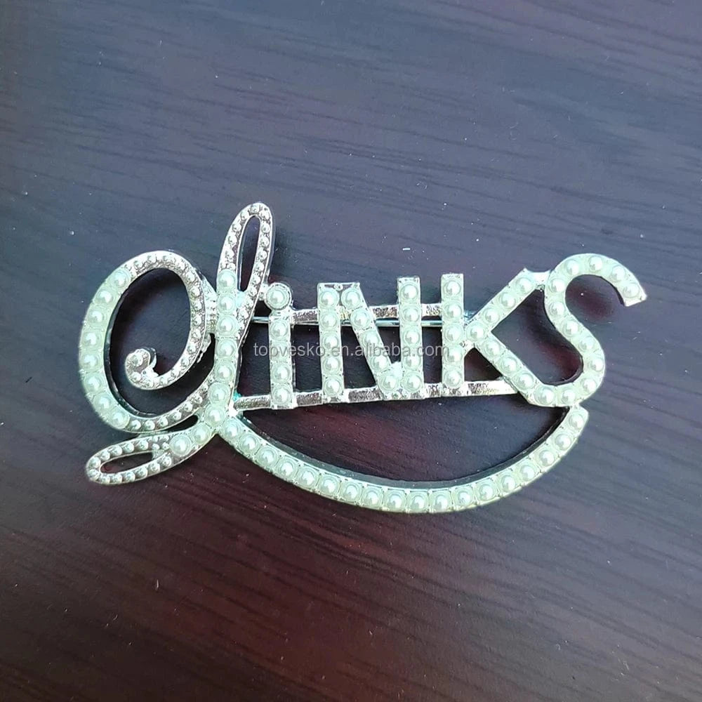 Greek Sorority Luxury Sisterhood White Pearl Letter LINKS Brooch Give Girlfriend Pretty Jewelry Accessories