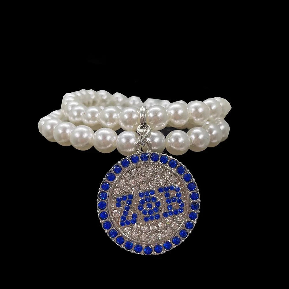 Greek Sorority Society ZOB charm ZETA PHI BETA Charms For Women imitation pearl Finer Girl shaped pendant bracelet