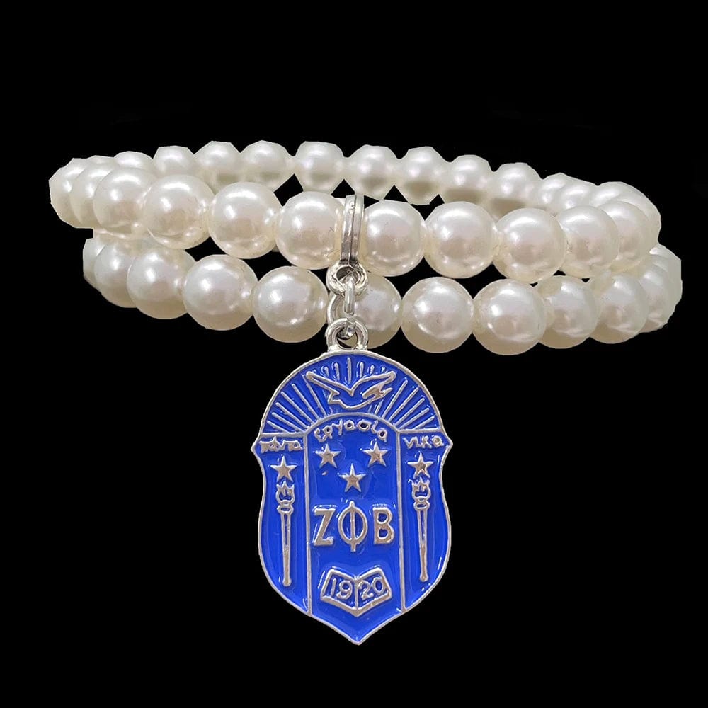 Greek Sorority Society ZOB charm ZETA PHI BETA Charms For Women imitation pearl Finer Girl shaped pendant bracelet