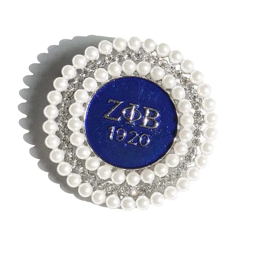 GREEK symbol brooch / 01 / Silver Plated Zeta Phi Beta Greek Sorority 1920 white Pearl Brooches Jewelry for Women Accessories