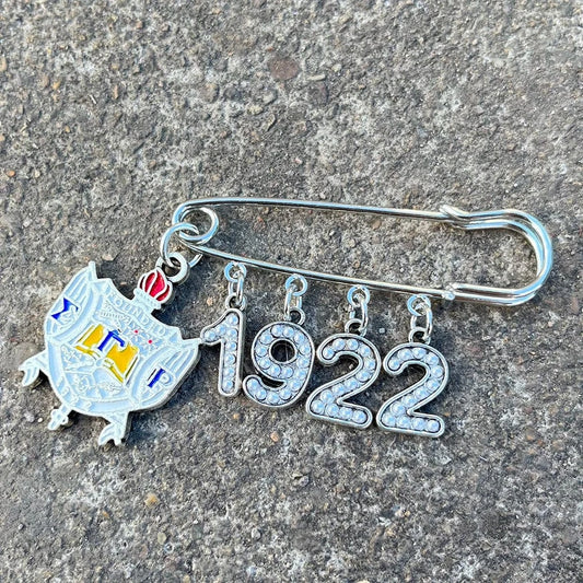 GREEK symbol brooch / A / Silver Plated Handmade Greek university Sigma Gamma Rho Sorority 1922 pearl brooch