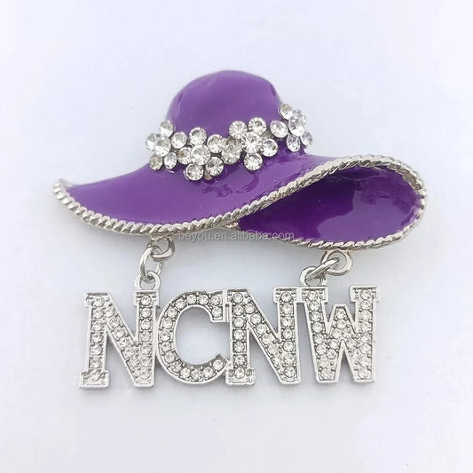 GREEK symbol brooch / Purple / Silver Plated Greek Sorority Symbol Hat Lapel Pin National Council of Negro Women Purple Color Enamel White Rhinestone NCNW Brooch Jewelry