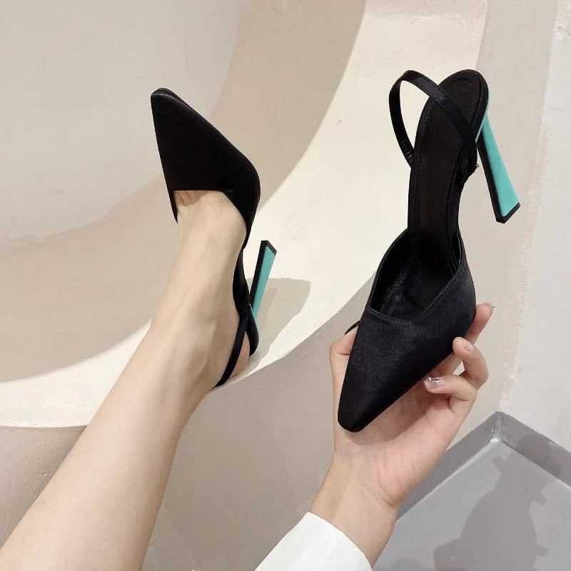 Green Color Zapatos-Femenin Metal Fashion Ankle Strap Sandals Sexy Women High Heel Shoes
