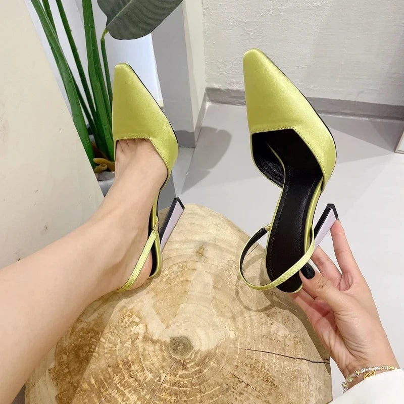 Green Color Zapatos-Femenin Metal Fashion Ankle Strap Sandals Sexy Women High Heel Shoes