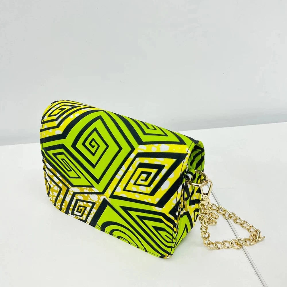 Green Luxury Design Ankara Wax Print Fabric Women Purse Set Wholesale Ankara African Style Print Bags African Handbag
