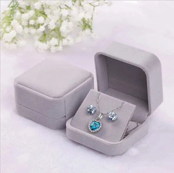 grey Luxury velvet square jewelry boxes Multicolor accept custom logo velvet jewelry package wholesale jewelry box