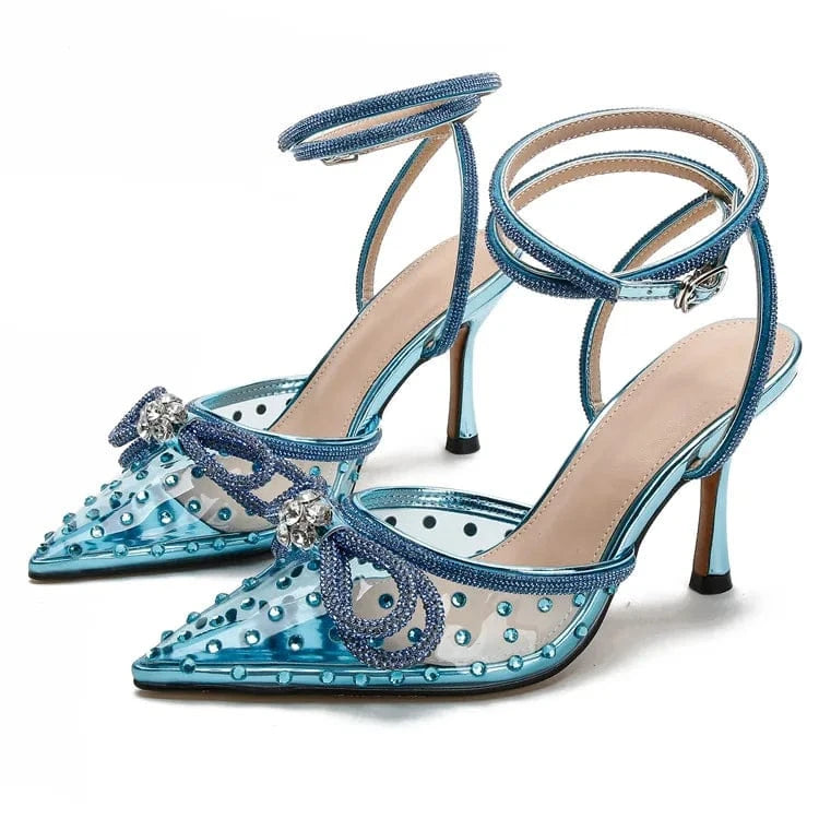 GX01A10 New Evening Diamond Transparent Spike High Heel Sandals Women's Rhinestone Party Thin High Heel Shoes