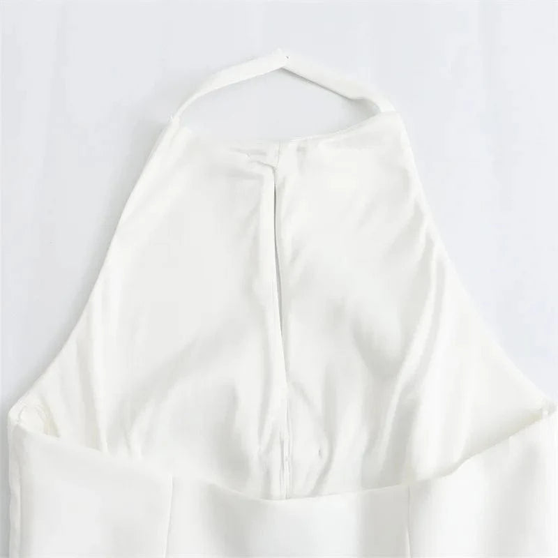 GX3777 fashion 2024 summer women's street wear halter blouse ladies hollow out backless unique sequin bow design sleeveless top