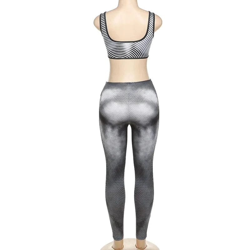 GX38767 Fashion 2024 Summer Street Wear Trending Boutique Stripped Sleeveless Cropped Top and Pant 2 Pieces Set Women